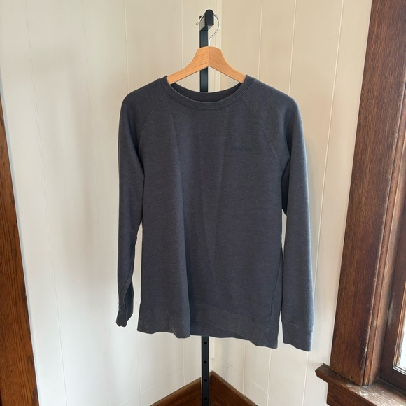 Marmot Blue Gray Cotton Blend Graphic Crewneck Pullover Sweater Mens M *NOTE - Picture 2 of 10